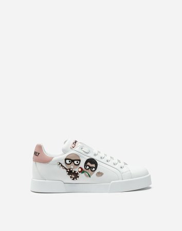 Women's Sneakers | Dolce&Gabbana - PORTOFINO SNEAKERS WITH PATCH