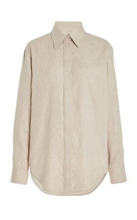 The Allie Boyfriend Linen-Silk Button-Down Shirt By Brandon Maxwell | Moda Operandi