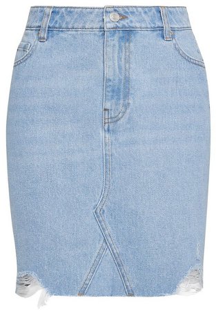Blue Bleach Organic Cotton Ripped Denim Mini Skirt
