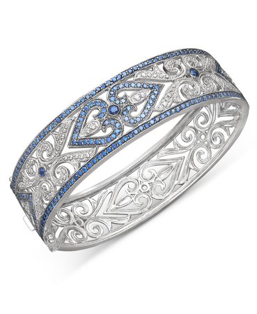 Macy's Sterling Silver Sapphire Heart Bangle Bracelet