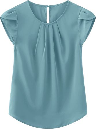 TASAMO Women's Loose Casual Short Sleeve Chiffon Top T-Shirt Blouse (X-Large, FP Light Green 01) at Amazon Women’s Clothing store