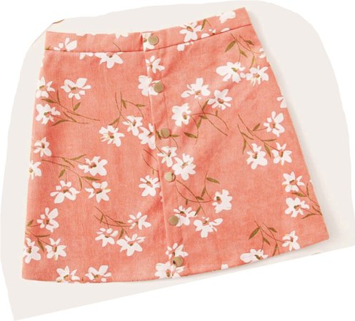 peach floral skirt