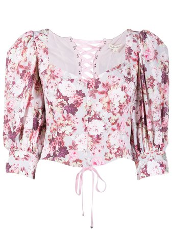 For Love And Lemons Houston floral-print Cropped Blouse - Farfetch