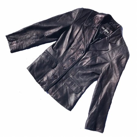black leather button up jacket