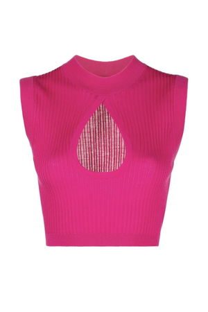 Versace pink cut-out ribbed crop top
