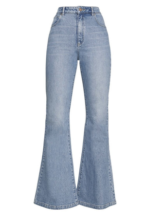 light washed flared out jeans