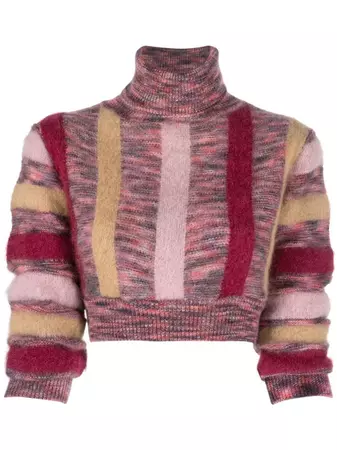 Dsquared2 Striped Roll-neck Crop Jumper In Red | ModeSens