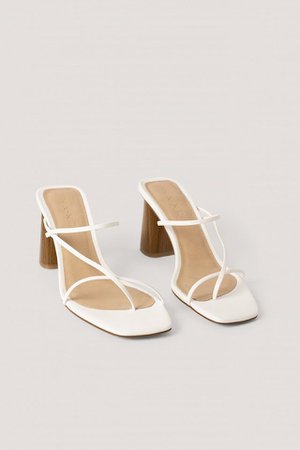 Fine Strappy Block Heel Sandals White | na-kd.com