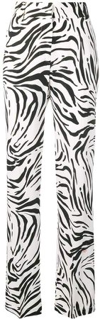 zebra print straight trousers
