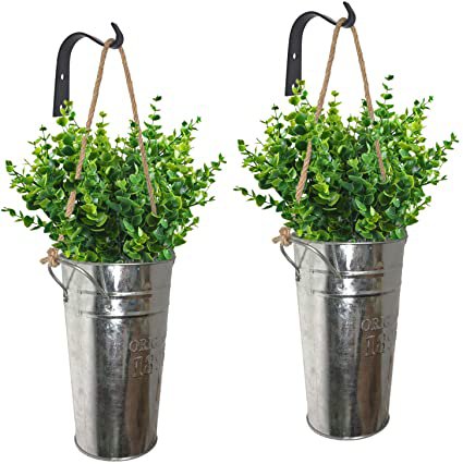 Amazon.com: LESEN Galvanized Metal Wall Planter, Farmhouse Rustic Wall Decor Hanging Country Home Wall Vase for Plants or Flower Indoor or Outdoor,Set of 2: Kitchen & Dining