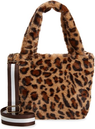 Plush Leopard Print Faux Fur Crossbody Bag