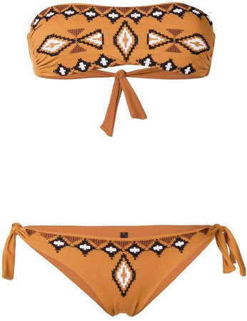 embroidered pattern bandeau bikini