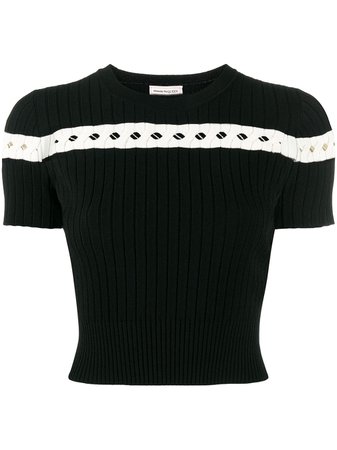 Alexander Mcqueen Striped Ribbed-Knit Top