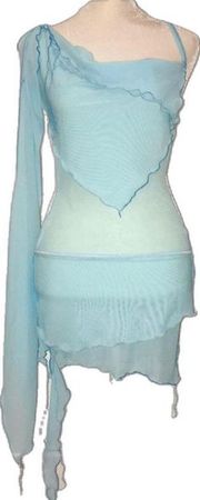 turquoise y2k sheer layer dress png