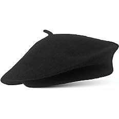 CHAPEAU TRIBE Classic Stretchable Wool Black French Beret at Amazon Women’s Clothing store