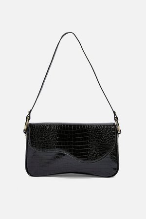 REMI Black Crocodile Shoulder Bag | Topshop