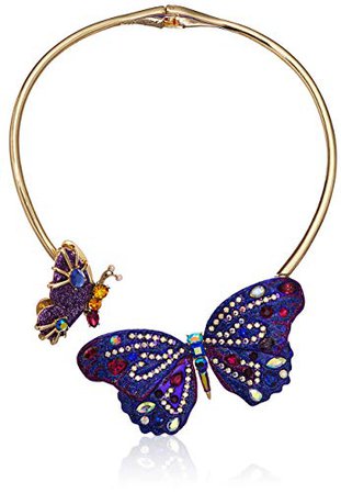 Betsey Johnson Butterfly Hinged Collar Necklace, Purple, One Size: Jewelry