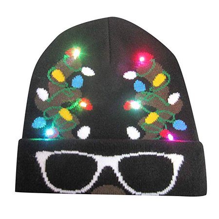 Forthery Light Up Christmas Beanie Cap with Colorful Led Lights, Unisex Knitted Santa Hat (A,One Size): Amazon.ca: Clothing & Accessories