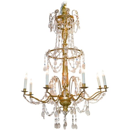 18th Century Italian Giltwood and Crystal Chandelier For Sale at 1stDibs