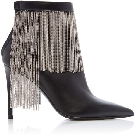 Mercy Chain-Fringe Leather Booties Size: 36.5