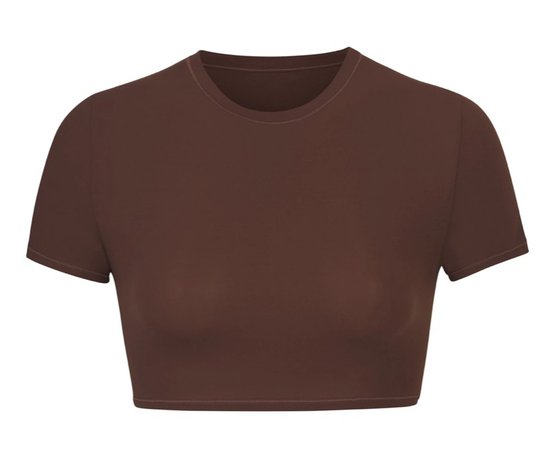 Skims Fits Everybody Super Cropped T-Shirt Cocoa