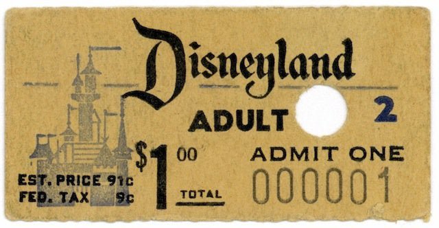 Disneyland ticket 1955