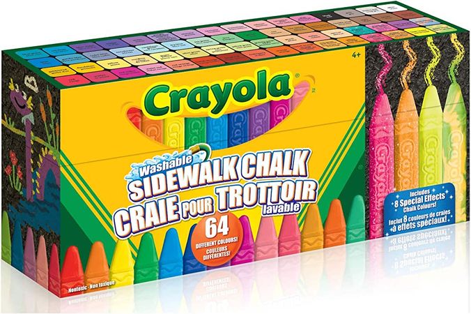Amazon.com: Crayola Sidewalk Chalk Sticks Washable Toy Kit, 64 Count (Pack of 1), 51-3633 : Toys & Games