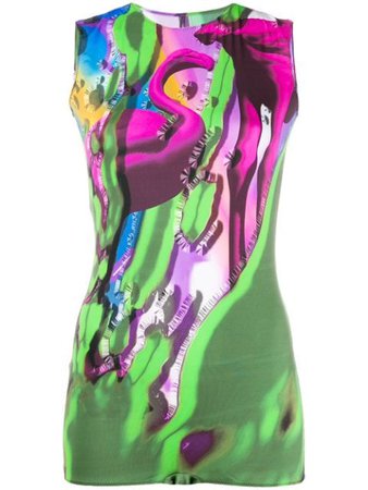 Maison Margiela Printed Sleeveless Bodysuit S29NA0122S52527 Green | Farfetch