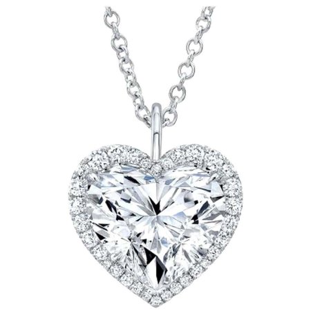 Flawless GIA 4.25 Carat Heart Shape Diamond G Color Necklace Platinum For Sale at 1stDibs
