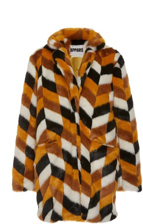 Camille Color-Blocked Faux Fur Coat