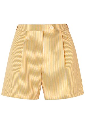 Yellow Striped cotton shorts | Sale up to 70% off | THE OUTNET | TORY BURCH | THE OUTNET