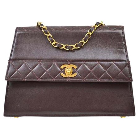 CHANEL Chocolate Brown Lambskin Leather Small Kelly Evening Shoulder Flap Bag