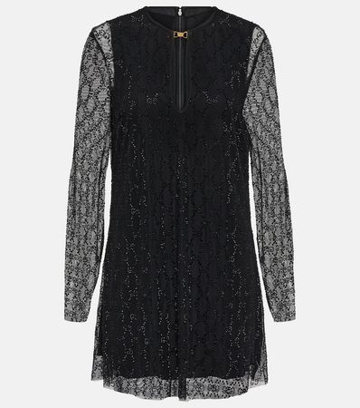 Crystal GG Tulle Minidress in Black - Gucci | Mytheresa