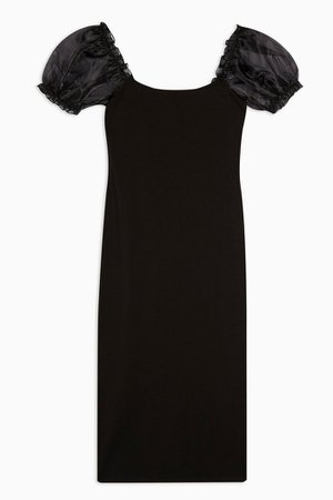 Black Organza Sleeve Bodycon Midi Dress | Topshop