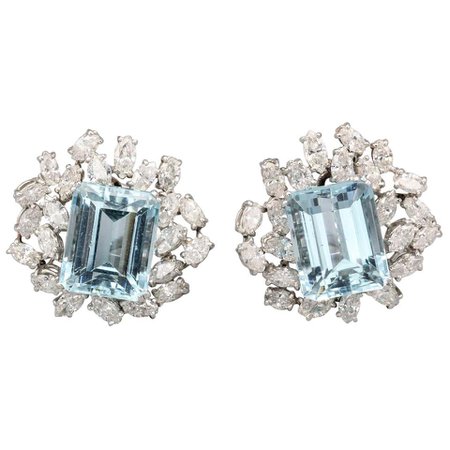 Boucheron, Aquamarine Diamond and Platinum Earrings