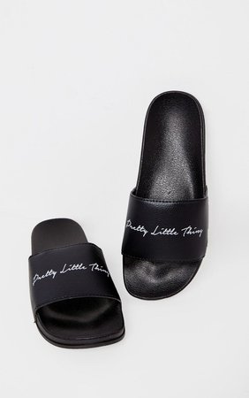 Black Prettylittlething Slider | Shoes | PrettyLittleThing