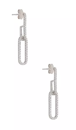 SHASHI Staple Pave Earring in Silver | REVOLVE
