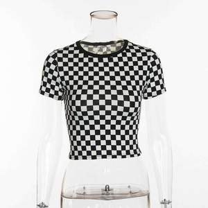Black White Checker Print Crop Top – Lupsona