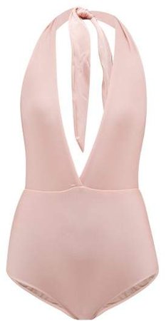 Bacio V Neck Swimsuit - Womens - Light Pink