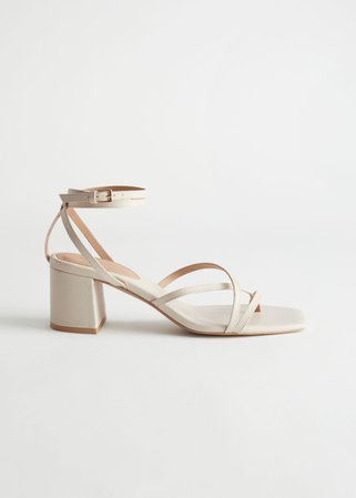 Strappy Leather Heeled Sandals - Light Beige - Heeled sandals - & Other Stories US