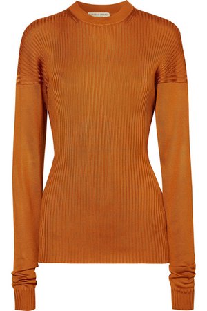 Bottega Veneta | Paneled ribbed silk sweater | NET-A-PORTER.COM