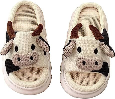 Amazon.com | GULAKY Cow Slippers for Women Fuzzy Cute Kawaii Shoes Super Warm Soft Sole Non-slip Lightweight | Slippers