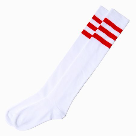 Red Stripe Over the Knee Socks | Claire's US