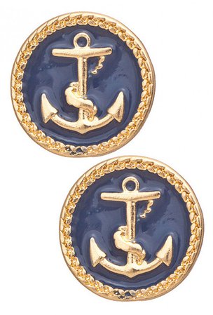 anchor disc stud earrings