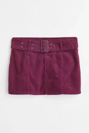 Belted Mini Skirt Plum burgundy H&M grommet