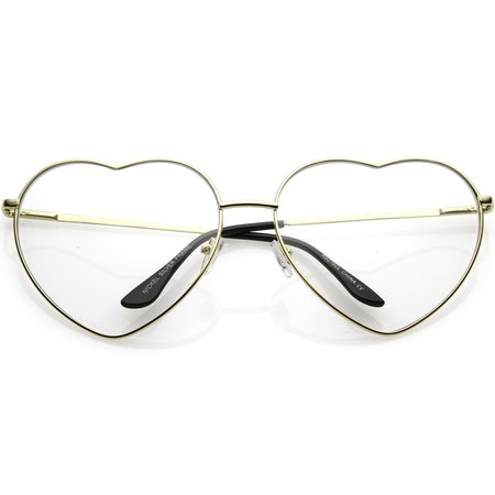 Oversize Women's Festival Heart Shape Clear Lens Glasses - zeroUV