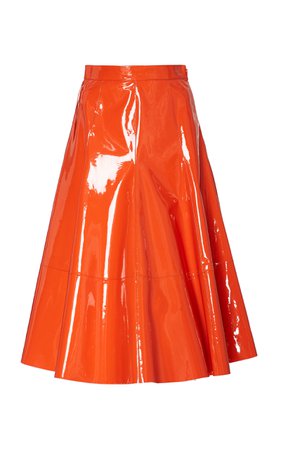 Ralph Lauren Clyde Pantent Leather A-Line Skirt