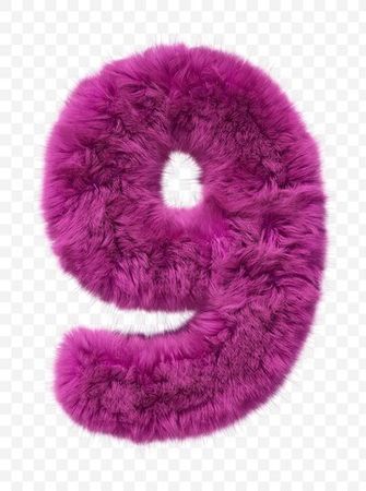 PSD pink fur alphabet furry number 9