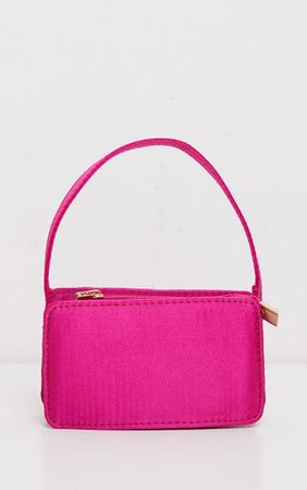 Hot Pink Satin Rectangle Micro Mini Bag    | PrettyLittleThing