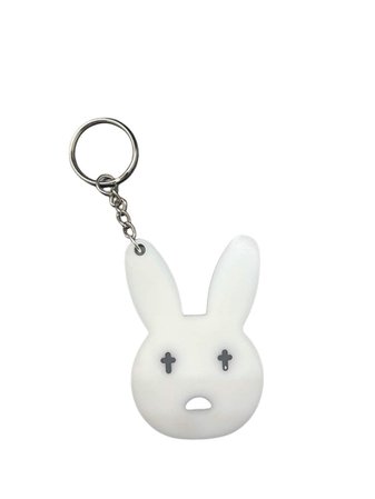 White Bunny Rabbit Head Keychain Bad Bunny Rabbit Resin | Etsy